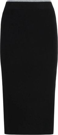 Pinko Nuova Guinea Ribgebreide midi-rok - Dames - Midirokken - Zwart - XS - Wol - Rokken