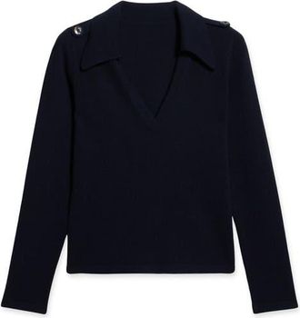 Fortela Cashmere Polo With Deep Neckline in Blue at Nordstrom, Size Small Eu