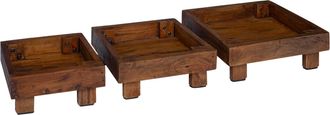 vidaXL Soporte De Plantas 3 Uds. Marr&oacute;n 35 X 35 X 12 Cm Vidaxl