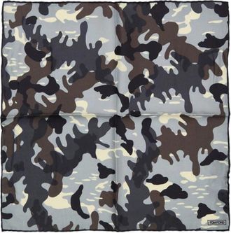 Tom Ford Lichtgrijze Camouflage Print Zijden Pochet - Heren - Accessoires - Grijs - ONE Size - Accessoires