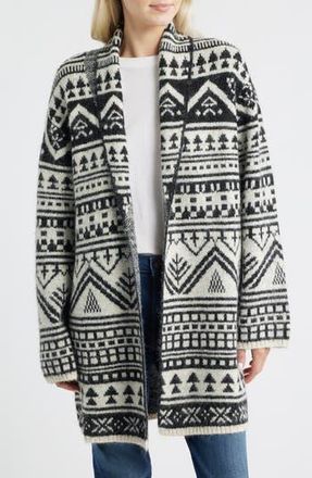 Lucky Brand Fair Isle Shawl Collar Cardigan in Caviar Multi at Nordstrom Rack, Size Medium