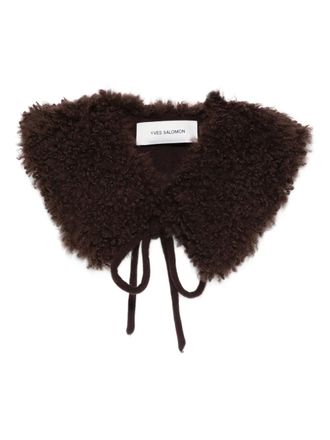 Yves Salomon tie detail scarf - women - Lamb Fur/Wool - One Size - Brown