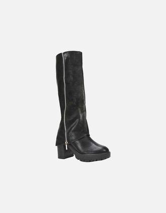 XY London Womens XY London Womens/Ladies Juliana Folded Collar Knee-High Boots - Black - Size: 5