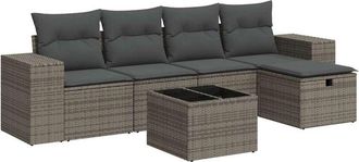 vidaXL Vidaxl - Set De Muebles De Jard&iacute;n 6 Pzas Y Cojines Rat&aacute;n Sint&eacute;tico Gris