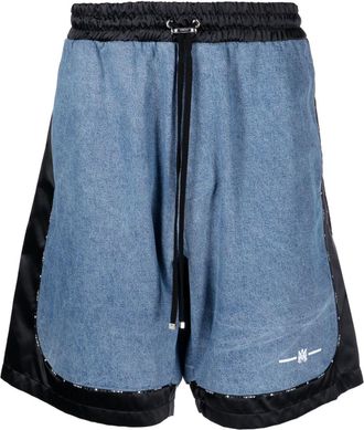 Amiri denim-panelled track shorts - men - Cotton/Viscose - XXXL - Blue