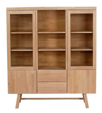 Rowico Massiver Vitrinenschrank Brooklyn 130 x 150 cm - Eiche Natur