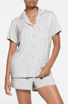 SKIMS Short Sleeve Pajamas in Light Heather Grey at Nordstrom, Size X-Large