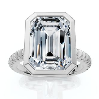 Pompeii3 Certified 4Ct Bezel Solitaire Diamond Engagement Ring 14k Gold Lab Grown