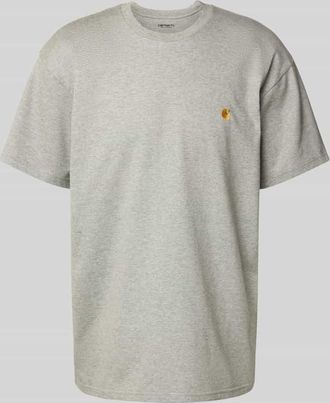 Carhartt Work in Progress T-Shirt mit Label-Stitching in Hellgrau Melange, Größe XXL