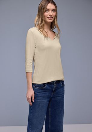 Street One 3/4-Arm-Shirt STREET ONE Style ADA, Damen, Gr. 34, cotton beige, Jersey, Obermaterial: 50% Baumwolle, 50% Modal. Futter: 100% Baumwolle, unifarben, no