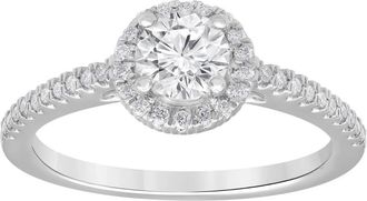 Grown Brilliance 1.00 Caratt 14K White Gold Round Cut Lab Grown Diamond Halo Engagement Ring for Women- Color/Clarity-IBSI