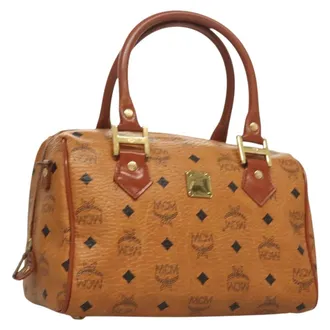 MCM Visetos Canvas And Leather Brown Canvas Bag (Pre-Owned)