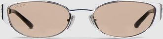 Gucci Oval-frame Sunglasses, Silver