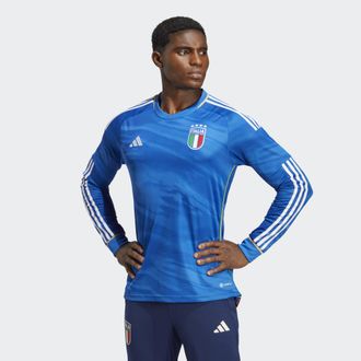 adidas adidas Performance Mens Italy 23 Home Long Sleeve Jersey - Blue - Size X-Large