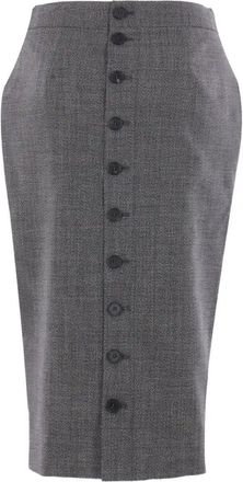 Alexander McQueen Button-Front Wool Skirt - Womens - Wool