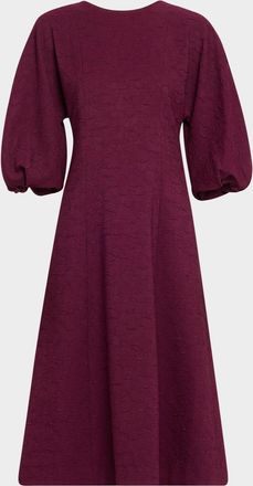 Lafayette 148 New York Balloon-Sleeve Jacquard Midi Dress