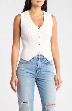 Madden Girl V-Neck Ribbed Sweater Vest in Ivory at Nordstrom Rack, Size X-Large