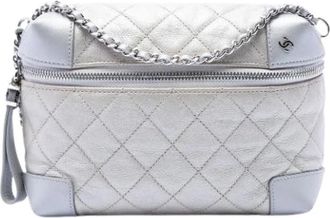 Chanel Pre-owned Quilted Crossbody Bag - Dames - Vintage Schoudertas - Grijs - ONE Size - Leer - Vintage