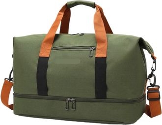 Generic Compatible For Casual outdoor travel handbag,womens fitness yoga bag,weekend overnight, large capacity dry and wet(Green)