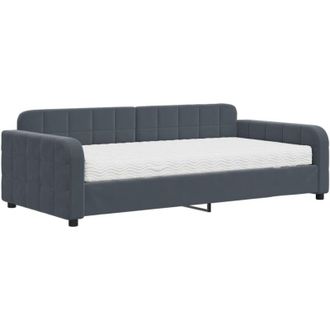 vidaXL Vidaxl - Sof&aacute; Cama Con Colch&oacute;n Terciopelo Gris Oscuro 100x200 Cm
