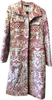 Kenzo Cream & Red Embroidered Coat Size L