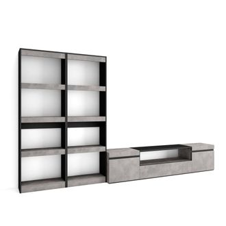 Skraut Home Skraut Home - Muebles De Sal&oacute;n Para Tv, Conjunto De Muebles Comedor, 320x186x35cm, Para Tv Hasta 80, Mueble Televisi&oacute;n, Estilo Moderno, Gris Cemento