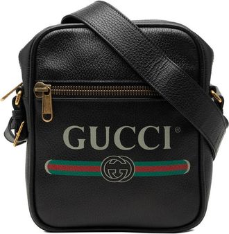 Gucci Pre-owned Gucci Grained Calfskin Logo Crossbody Unisex E3CKX4NS9GGRBHUI