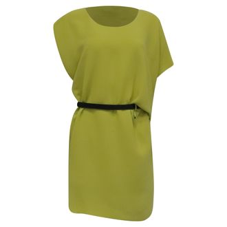Diane Von F&uuml;rstenberg Diane Von Furstenberg Belted Mini Dress in Lime Green Triacetate