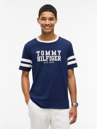 Tommy Hilfiger Mens Varsity Logo Stripe T-Shirt - Carbon Navy - XXXL