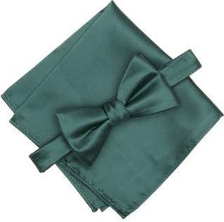Original Penguin Textured Satin Bow Tie & Pocket Square Set in Hunter at Nordstrom Rack
