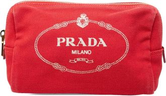 Prada Pre-owned Bags, female, Red, Size: ONE SIZE Pre-owned Canvas Pouch