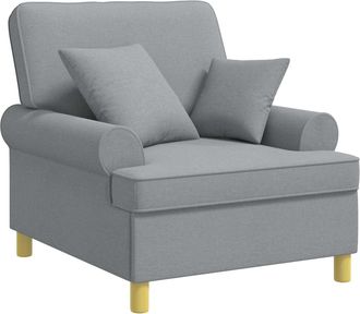 vidaXL Sill&oacute;n Xl Con Cojines Gris Claro Tela Vidaxl