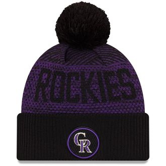 New Era Colorado Rockies Authentic Collection Cuff Knit Pom Beanie Hat Purple, Purple, One size