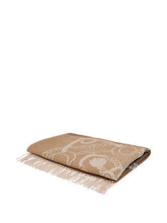 Etro Home equine heraldic-motif wool throw blanket (140 x 180cm) - unisex - Wool - One Size - Neutrals