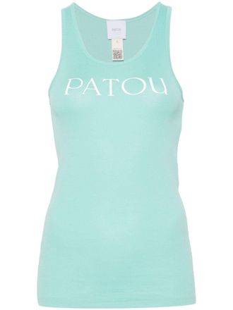 Patou logo-print organic-cotton tank top - Green