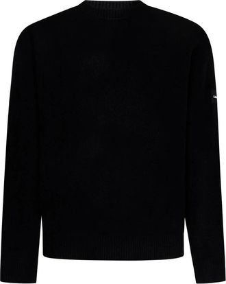 Calvin Klein Geribbelde trui met ronde hals - Heren - Ronde hals truien - Zwart - XS - Wol - Truien & Vesten