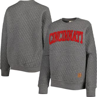 Pressbox Womens Pressbox Heather Charcoal Cincinnati Bearcats Moose Quilted Pullover Sweatshirt in Heather Gray at Nordstrom, Size Medium