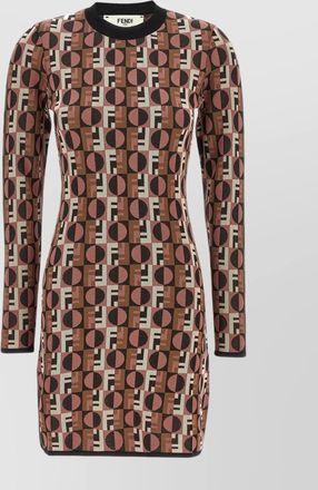 Fendi optical crew neck geometric pattern dress