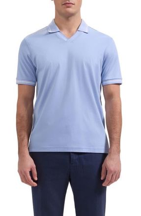 Bugatchi Pima Cotton Johnny Collar Polo in Air Blue at Nordstrom, Size Xx-Large
