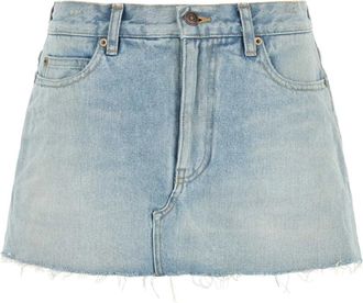 Balenciaga Shorts met gerafelde randen met distressed effect - Dames - Denim shorts - Blauw - S - Katoen - Korte Broeken