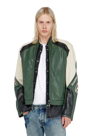 Diesel Biker jacket in colour-block perforated leather - Leather jackets - Man - Multicolor