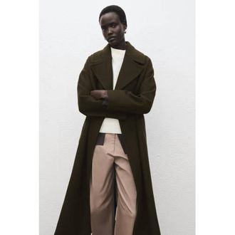 Mango wollen trenchcoat kaki