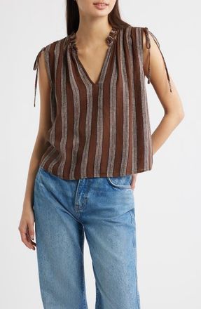 Rails Sosa Stripe V-Neck Crop Top in Oak Stripe at Nordstrom, Size Xx-Large