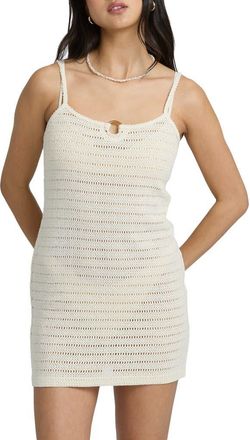 Billabong Kora Semisheer Cotton Blend Knit Cover-Up Minidress in White Cap at Nordstrom, Size X-Large
