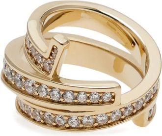 Ferragamo Gancini triple-band ring - women - Brass/glass - One Size - Gold