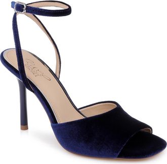 Badgley Mischka Babe Ankle Strap Sandal in Navy Velvet at Nordstrom, Size 5.5