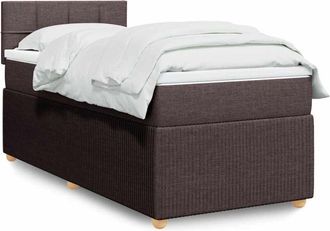 vidaXL Cama Box Spring Con Colch&oacute;n Tela Marr&oacute;n Oscuro 90x200 Cm Vidaxl