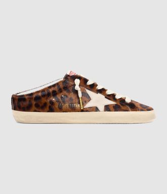 Golden Goose Baskets Super-Star Sabot Beige Brown Leo Cream
