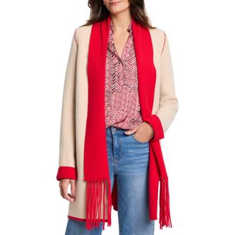 Nic+Zoe Cool Nights Reversible Fringe Knit Jacket in Amaryllis at Nordstrom Rack, Size Xx-Large