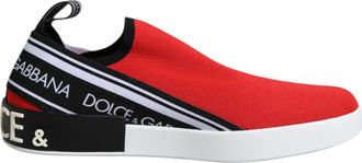 Dolce & Gabbana Red Logo Low Top Slip On Men Sneakers Mens Shoes